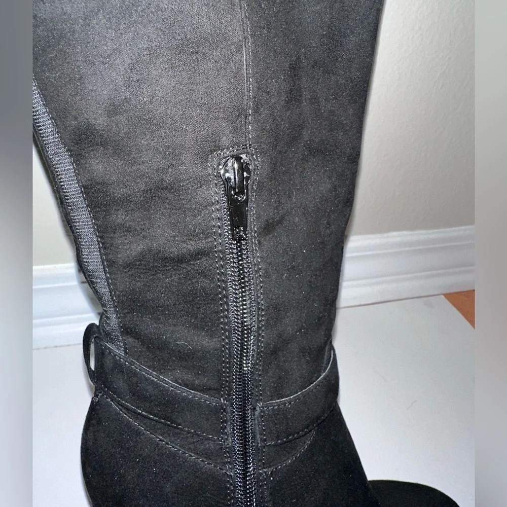 Guess GGDolli2 Black Quilted Platform Knee High Heeled Boots